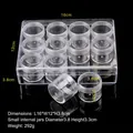Clear acrylic storage case with 12 small round jars for jewelry and small parts - 12-Grid Low Anti-oxidation Box