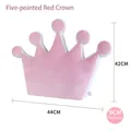 Pink velvet crown plush cushion for bed, soft decorative pillow size 44x42x9cm - Pink Pentagonal Crown