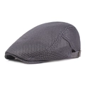 Donkergrijze ademende mesh baret met verstelbare metalen gesp voor de zomerdagen - Verstelbaar / donkergrijs