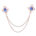 Gouden kraagketting met blauw kristallen kruis en strass broche voor dames en heren - Gouden Basis Koningsblauwe Strass