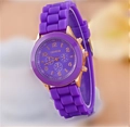 Orologio Geneva alla moda in silicone viola con cassa oro rosa e cinturino sportivo - Viola