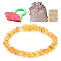 Baltic honey amber baby bracelet set with watermelon teether and certificate - Golden Amber