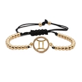 Adjustable Gemini zodiac bracelet with gold copper beads and micro-set zircon stones - Gemini