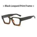 Retro rectangle thick frame glasses with black and leopard print bicolor finish - Black and Leopard Clear Lens