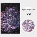 Γκλίτερ νυχιών σε απόχρωση 03 Magic Purple Eyes με ανάμεικτες εξαγωνικές παγιές πούλιες - 03 Φαντασμαγορικό Μωβ