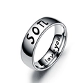 Silver stainless steel ring engraved with son and love you for meaningful gift - US 5 / SON Style / Silver