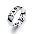 Polished stainless steel ring with Dad engraved on the outside and Love You on the inside - US 5 / DAD Style / Silver
