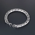 Minimalistisches silbernes Edelstahl-Panzerarmband für Herren und Damen mit Karabiner - Silber