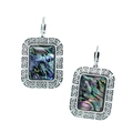 Bohemian vintage rectangle earrings with colorful abalone shell and meander pattern - Greek Key Rectangle Abalone Shell