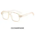Champagne frame fashion double-bridge square glasses with transparent aviator design - Champagne Frame