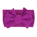 Elastic waffle knit headband with large bow in magenta for newborns and toddlers - Purple