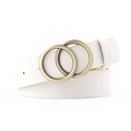Cintura da donna in ecopelle bianca con fibbia dorata a doppio anello a O fashion - Bianco