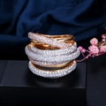Elegant multi-layer gold and rose gold ring with micro-pave AAA cubic zirconia stones - Gold 6#