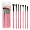 Set professionale da 7 pennelli trucco occhi rosa con setole in pelo di pony per ombretto - Borsa in PVC / Rosa