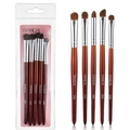 5-teiliges Profi-Augen-Makeup-Pinselset mit Echthaar und Holzgriffen - 5er Set / Mahagoni
