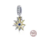 925 sterling silver sun and moon pendant with blue stone and white crystals - SCC1135 Moon and Sun