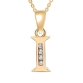 Elegant gold-plated letter I pendant necklace with four sparkling cubic zirconia stones - Gold-I