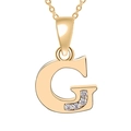 Minimalist gold letter G pendant necklace featuring round sparkling cubic zirconia accents - Gold-G