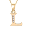 Elegant gold letter L pendant necklace featuring four sparkling zircon stones - Gold-L