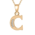 Rose gold letter C necklace pendant with sparkling zircon accents and minimal design - Gold-C