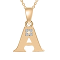 Elegant rose gold necklace featuring a letter A pendant set with four sparkling diamonds - Gold-A
