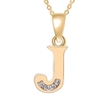 Minimalist golden necklace with letter J pendant featuring four sparkling white stones - Gold-J