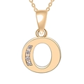 Polished rose gold letter O pendant necklace with sparkling crystal accents for women - Gold-O