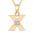 Gold-plated copper letter X necklace featuring a dainty diamond-set pendant on a fine link chain - Gold-X