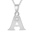 Polished silver-colored letter A pendant necklace with sparkling zircon stones - Silver-A