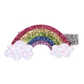 Détail de la pince à cheveux arc-en-ciel faite main avec paillettes et nuages brillants - Arc-en-Ciel Nuage