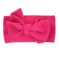 Elastic newborn headband with a large dark pink bow in ribbed knit fabric texture - Rose Red