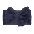 Navy blue elastic baby headband with large ribbed bow detail for infants and toddlers - Navy Blue