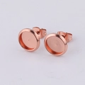 Rose gold stainless steel round stud earring base with butterfly backs for jewelry making - Size 5 Inner Diameter 8mm / Rose Gold Plated
