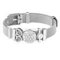 10mm zilveren mesh armband van roestvrij staal met een hol hart en sprankelende kralen - Zilver