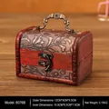 Vintage wooden storage box with antique bronze handle and floral fabric inlay detail - 6076B Grass Flower