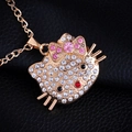 Collar con colgante de Hello Kitty dorado con brillantes diamantes de imitación - Gato de Dibujos Animados Dorado