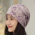 Women's purple paisley print slouchy beanie cap for lightweight headwear style - M (56-58cm) / Paisley Purple