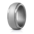 Gray silicone sports ring for men featuring a matte center and polished beveled edges - Light Gray