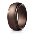 Men's dark brown silicone sports ring with matte finish and double groove design - US 11 / Bronze