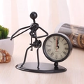 Vintage creative iron stick figure desk clock with Roman numerals in black finish - C61 Violin Clock