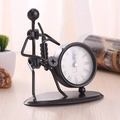 Creative vintage iron musician desk clock with matte black finish and Roman numerals - C69 Saxophone Clock