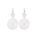 Böhmische silberne Mandala-Ohrringe mit hohlem Rundscheiben-Design und Ethno-Stil - Doppelte Scheibe Hohl / Silber