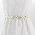Ceinture élastique élégante à plusieurs rangées de perles blanches et boucle strass argent - EL95-8 Boucle Ronde Argentée