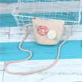 Sac bandoulière rose tissé pour enfants avec fleurs décoratives en tissu 3D - Enfant S (50-52cm) / Sac Individuel / Rose Clair