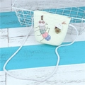 Creamy white straw shoulder bag for girls with cute caterpillar and flower decor - Single Bag / Creamy White