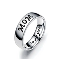 Polished silver stainless steel MOM ring featuring Love You engraving on white background - US 5 / MOM Style / Silver