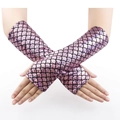 Iridescent purple mermaid scales fingerless gloves for Halloween stage performance - Pink