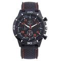 Montre sport à quartz pour homme avec bracelet silicone noir et coutures oranges - Surpiqûres Oranges