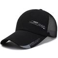 Schwarze atmungsaktive Mesh-Baseballkappe mit Sport-Aufdruck und modischer Bestickung - Verstellbar / Schwarz