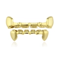 Set grillz denti da vampiro hip hop placcati oro 18 carati con finitura lucida - Set Oro